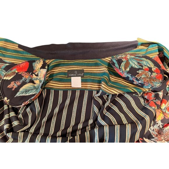 Vintage Carole Little Womens Floral & Striped Button-Up Jacket Bomber Style - Picture 8 of 12